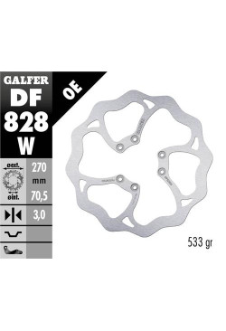 GALFER 2023/12 BRZDOVÝ KOTÚČ Predný TM RACING EN 125/250/450/530 '04-14, EN 125/300 '15-21, MX 125-530 '05- (270X70,5X3MM) (6X6,5MM) WAVE